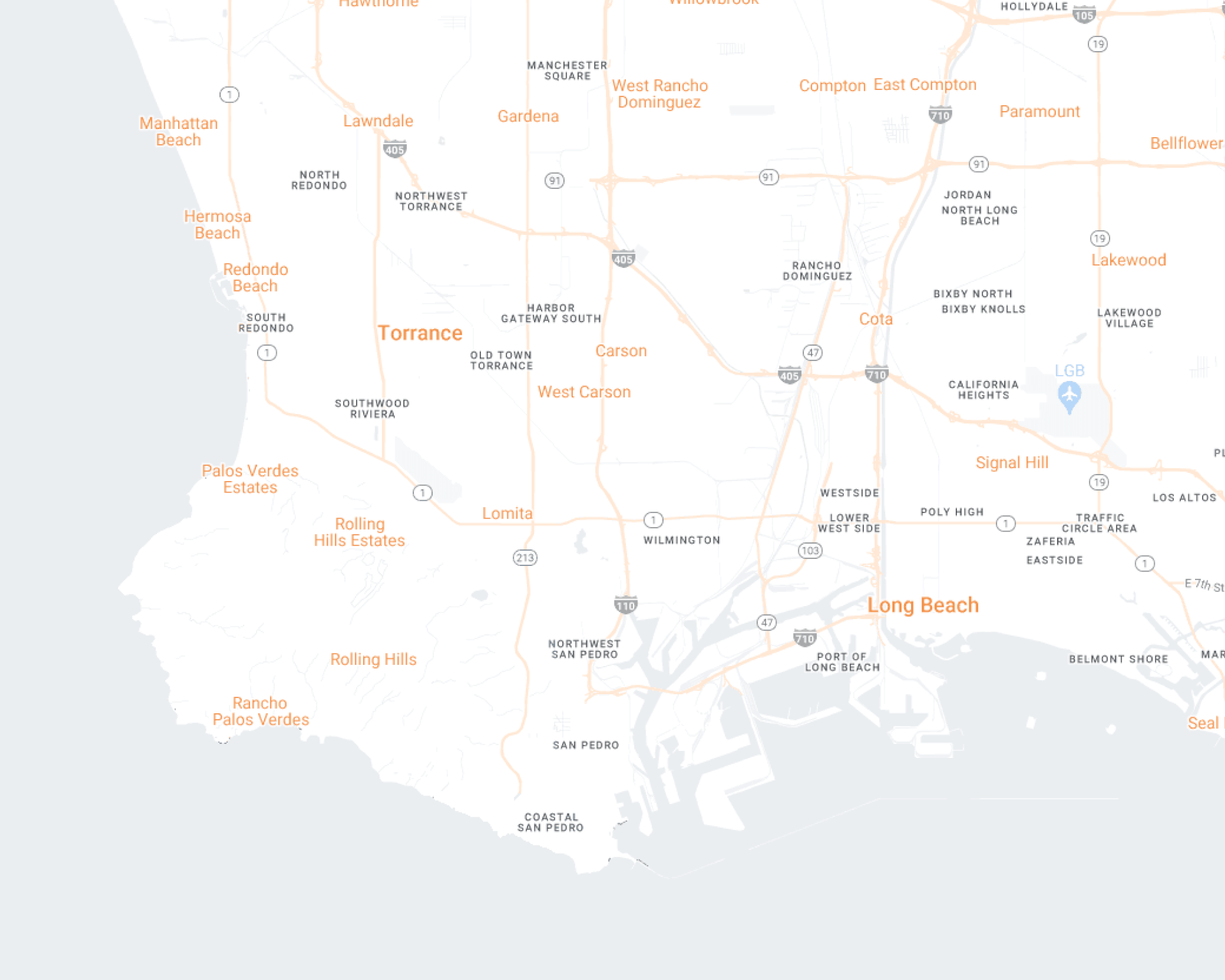 South Bay of LA Desktop Map