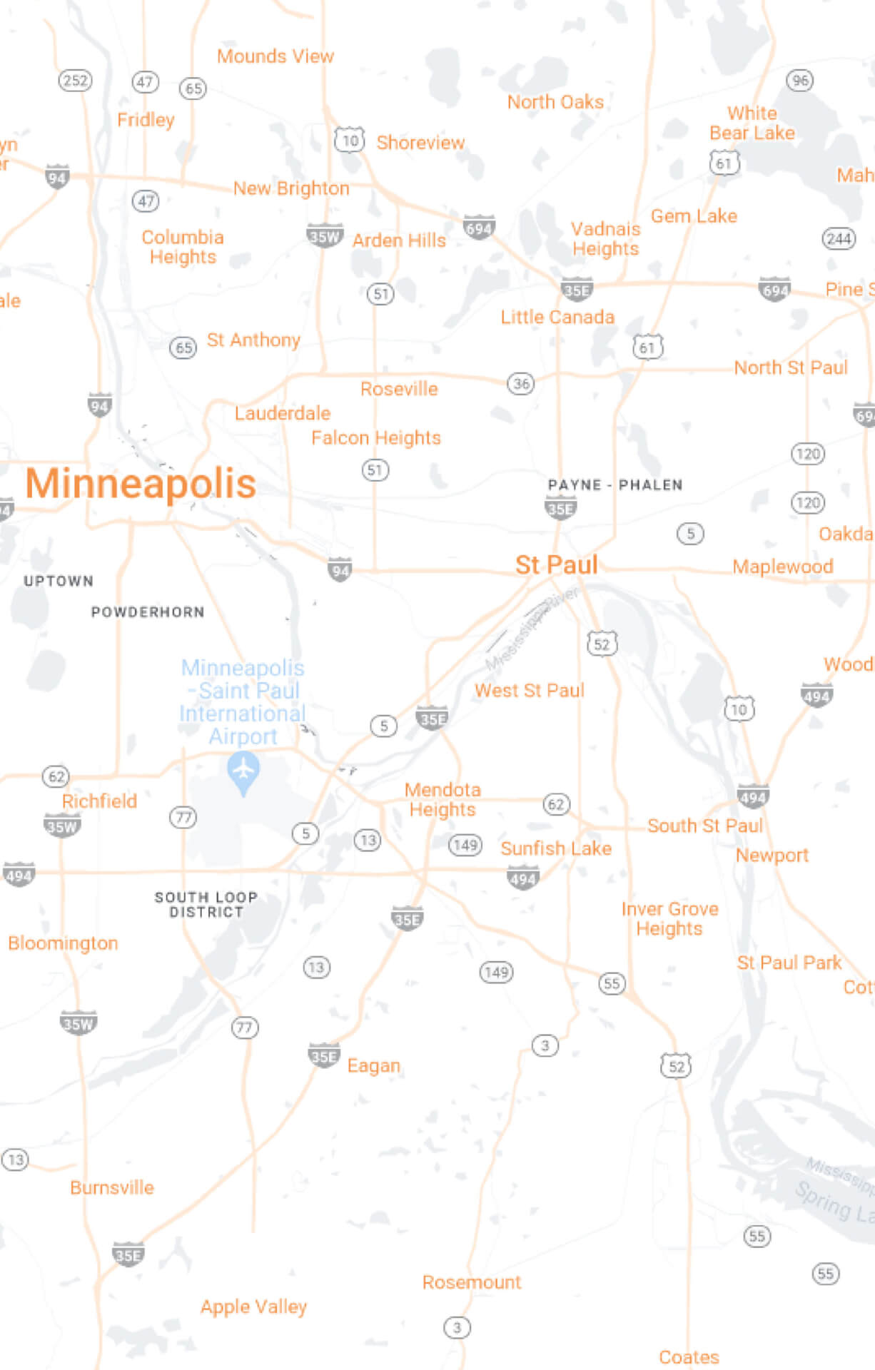 St. Paul Mobile Zoomed Out Map