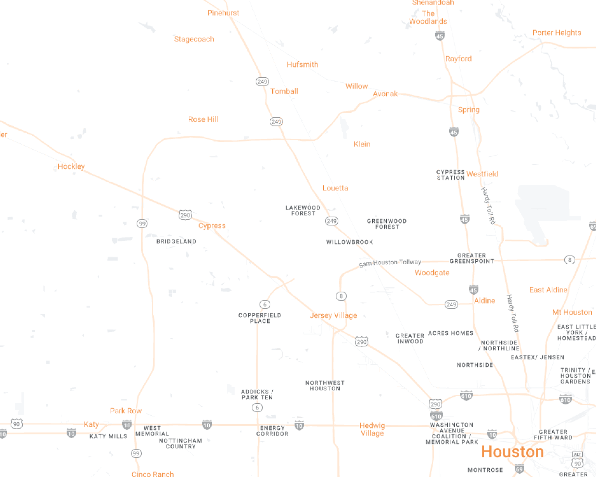 NW Houston Desktop Map