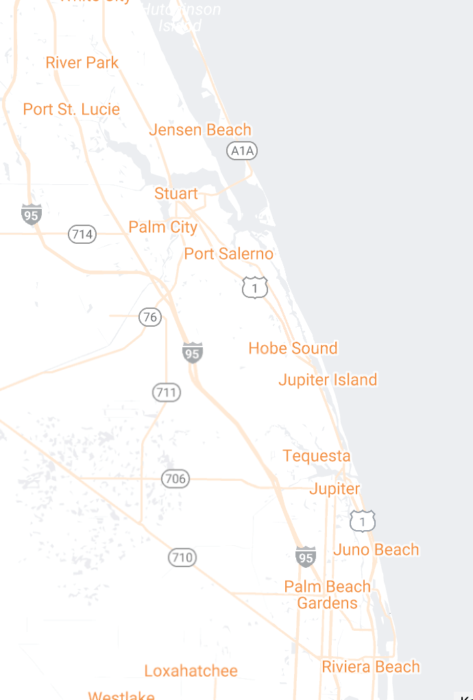 Jupiter/Palm Beach gardens map