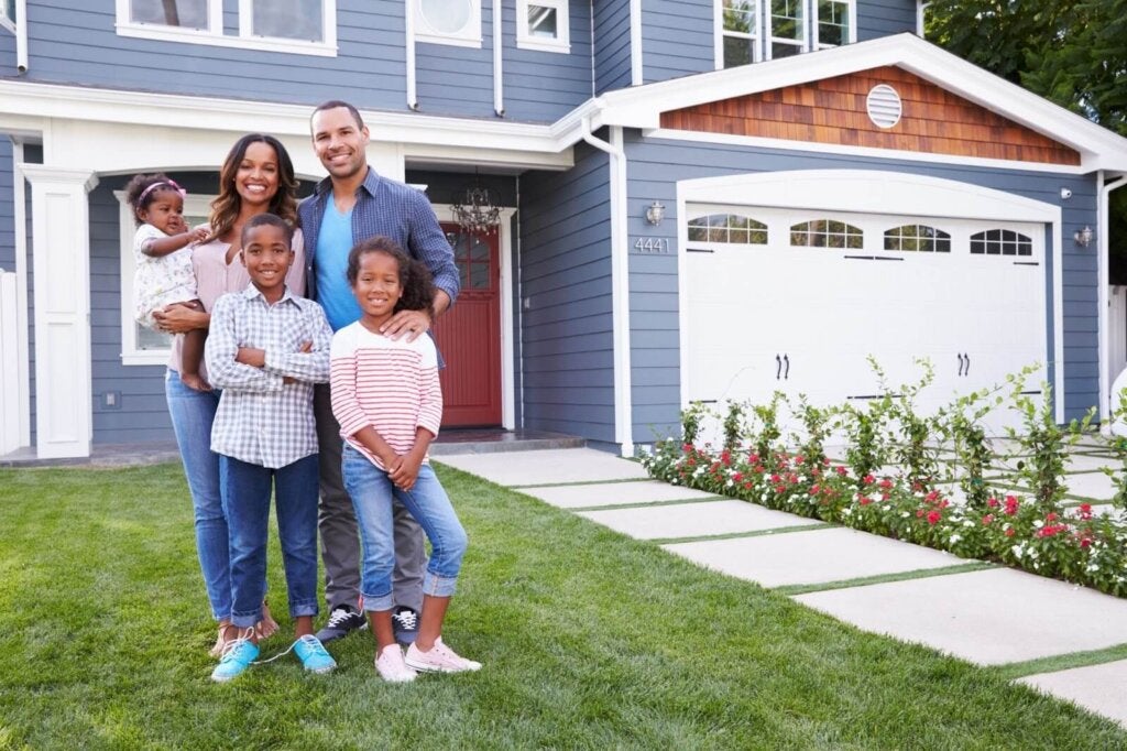 family with professional cleaners